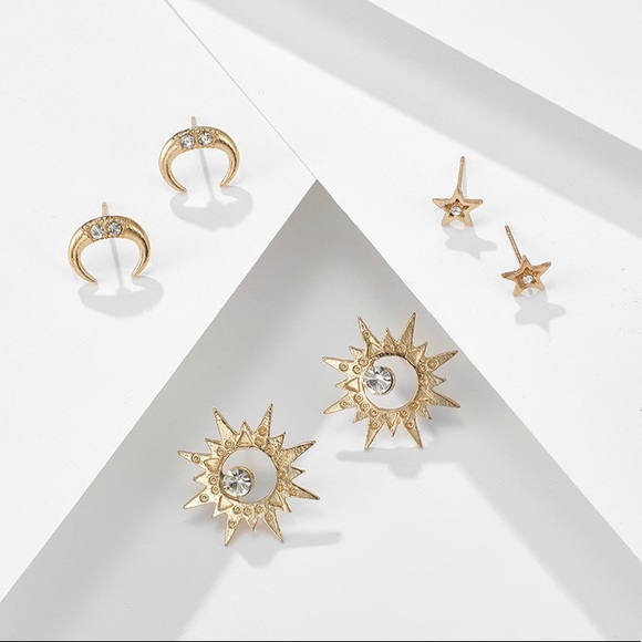 Sun, Star and Moon Earring Set - Picture 2 of 4